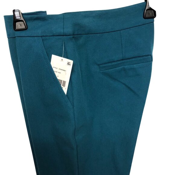 Trina Turk $298 Womens Teal Straight-Leg Pants High-Rise With Pockets 4 NWT - Picture 9 of 14
